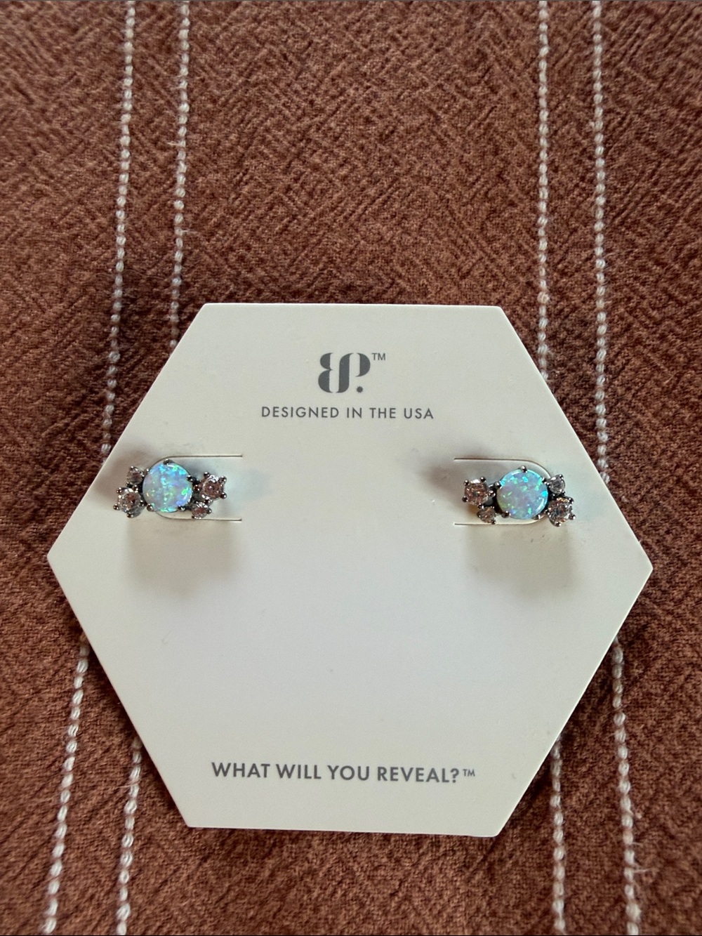 bp Iridescent Blue Opal Cluster Stud Earrings